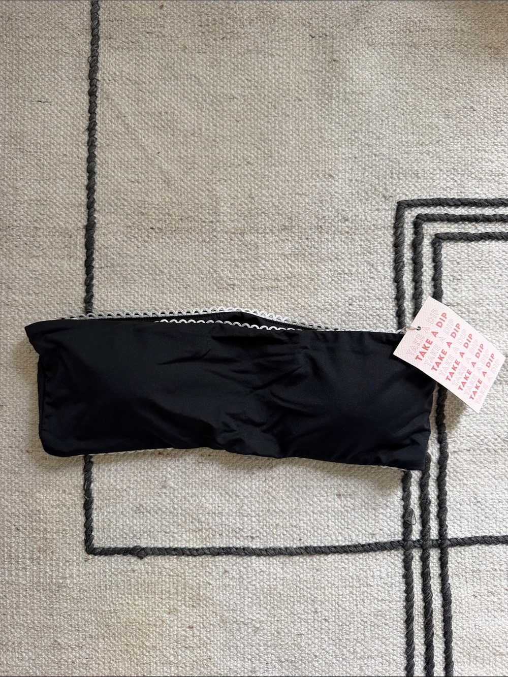 Dippin Daisies Black Bandeau Swim Top with lace detail